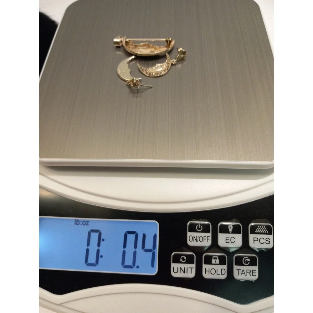 Crescent Sterling Silver  925 Set Of Earrings And Pendant-brooch - Picture 10 of 12